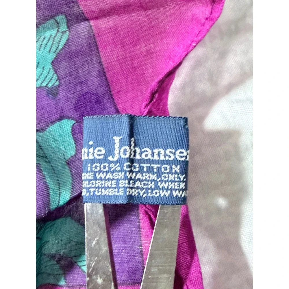 Vintage 1988 Ginnie Johansen Floral Cotton Scarf Purple Magenta 26